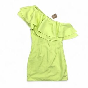 Vestique NWT Twist Of Lime‎ Mini Dress One Shoulder Ruffle Size Small Party